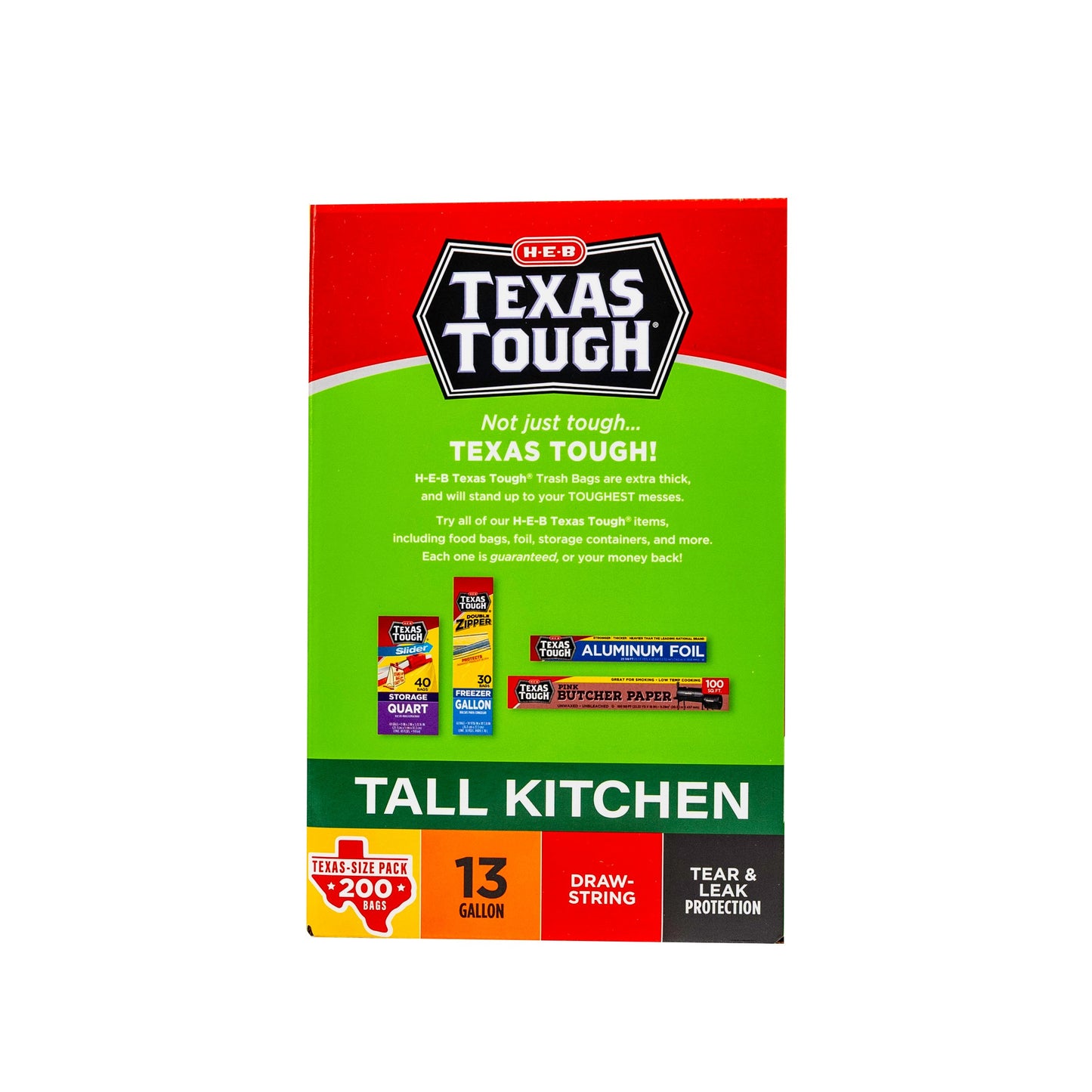 H-E-B Texas Tough Flex Tall Kitchen 13 Gallon Trash Bags - Texas-Size Pack
