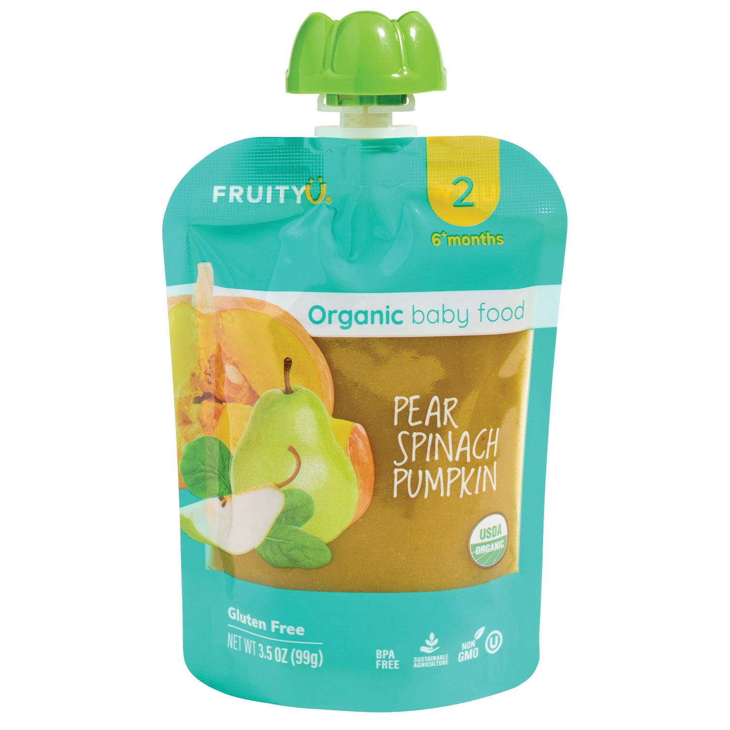 FruityU Organic Baby Food Pouch - Pear Spinach & Pumpkin