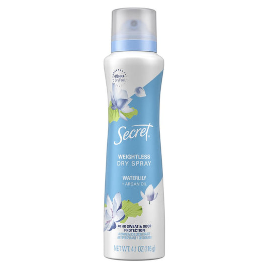 Secret Weightless Dry Spray Antiperspirant Deodorant - Waterlily + Argan Oil