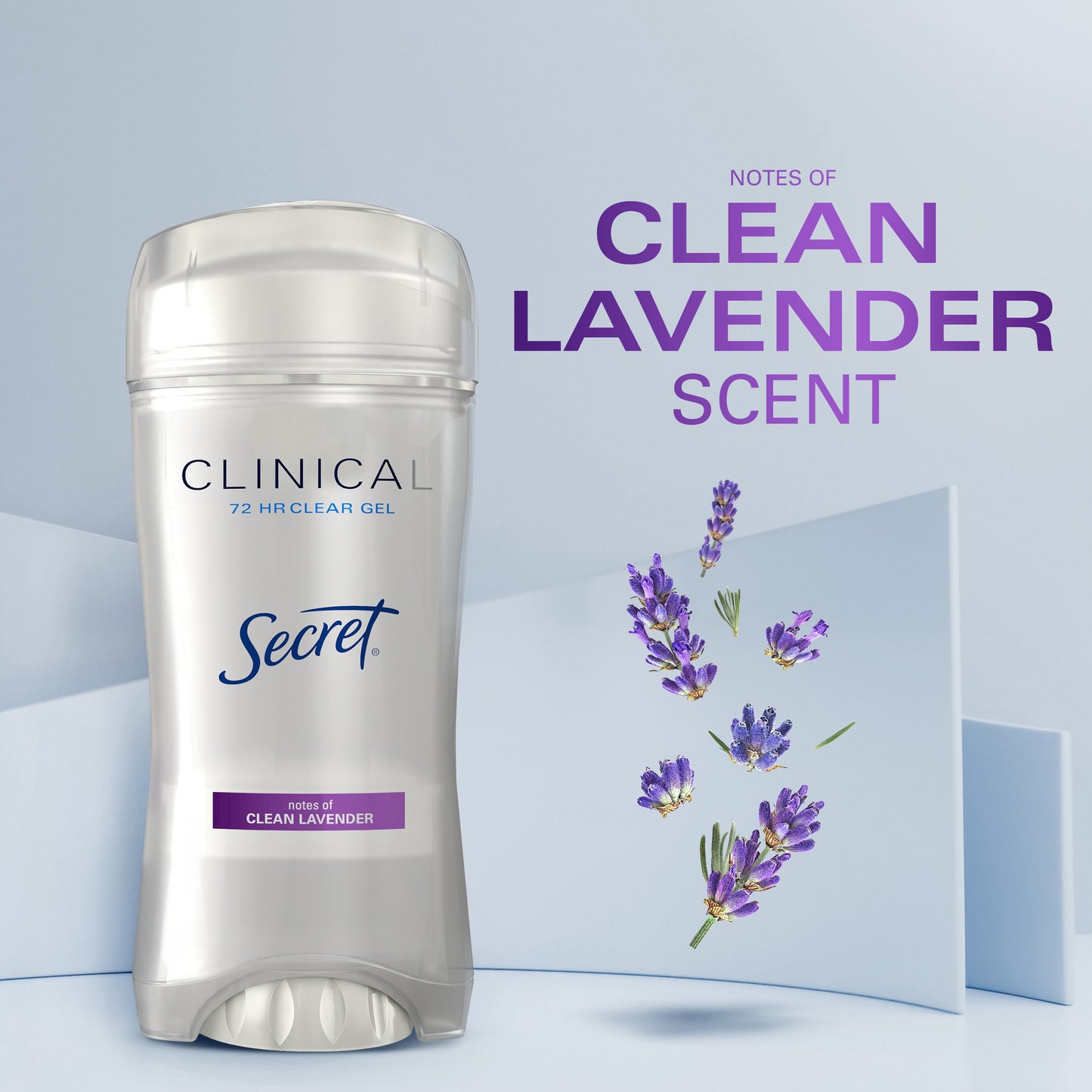 Secret Clinical Strength Clear Gel Antiperspirant and Deodorant for Women, Pro-Hyaluronic Acid, Clean Lavender