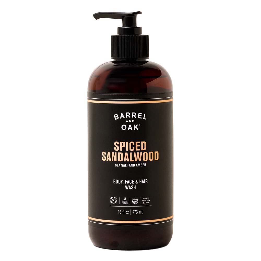 Barrel and Oak Spiced Sandalwood Body Face & Hair Wash - Sea Salt & Amber