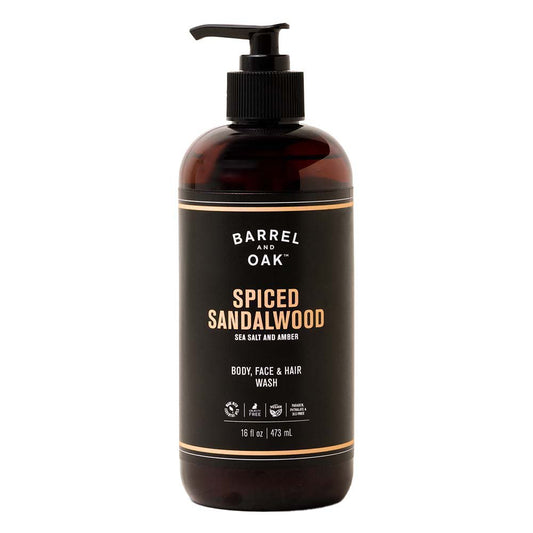 Barrel and Oak Spiced Sandalwood Body Face & Hair Wash - Sea Salt & Amber