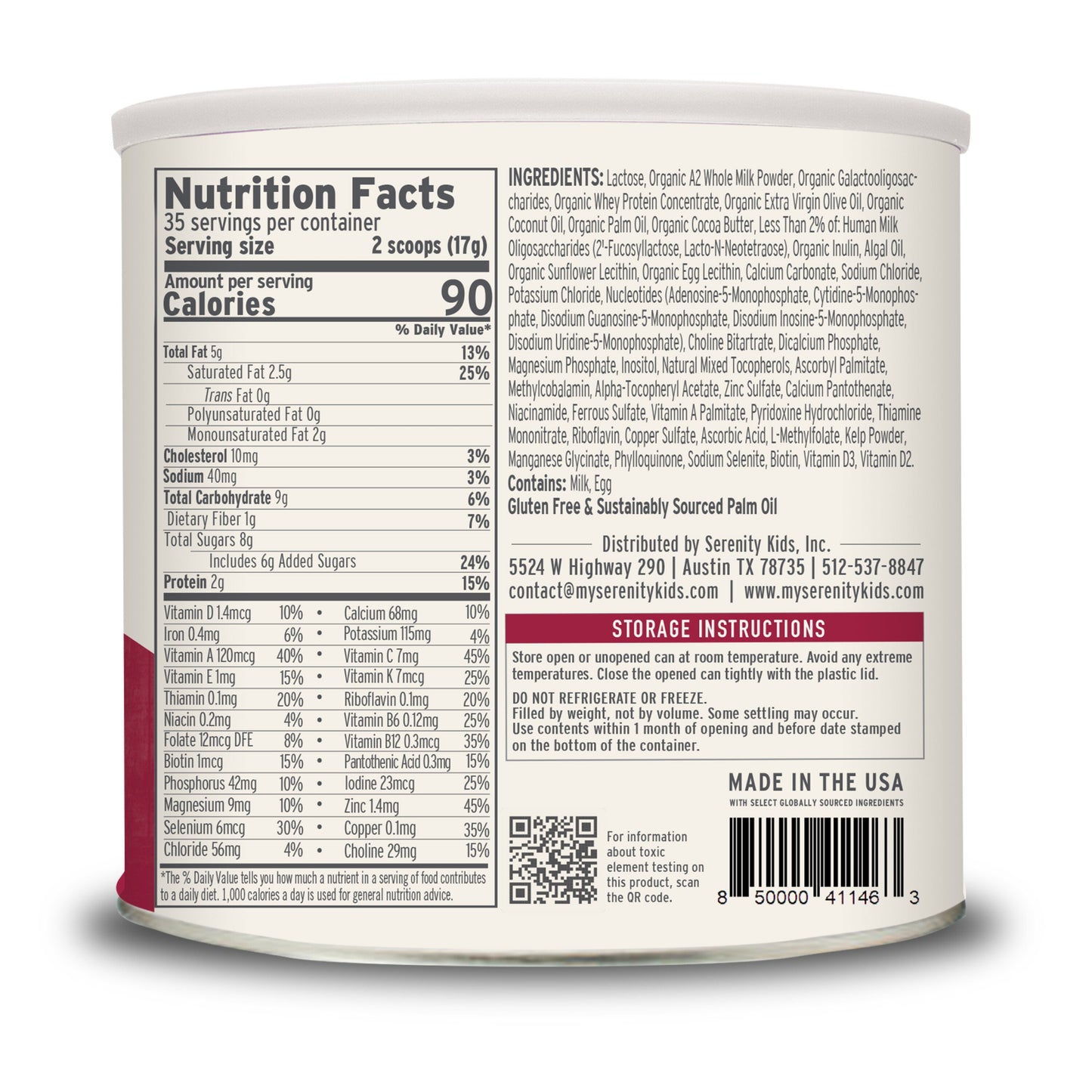 Serenity Kids A2 Grass Fed Whole Milk Toddler Formula