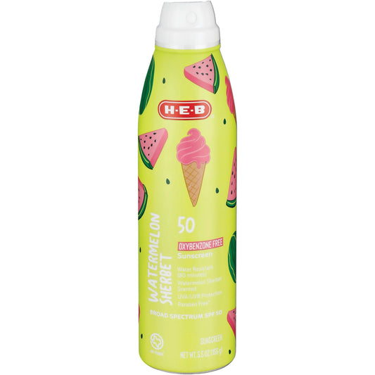 H-E-B Kids Oxybenzone Free Watermelon Sherbet Sunscreen Spray – SPF 50