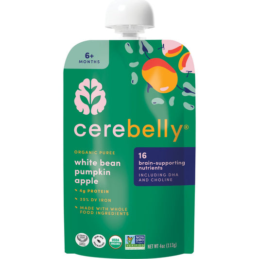 Cerebelly Organic Baby Puree Pouch - White Bean Pumpkin & Apple with Cinnamon