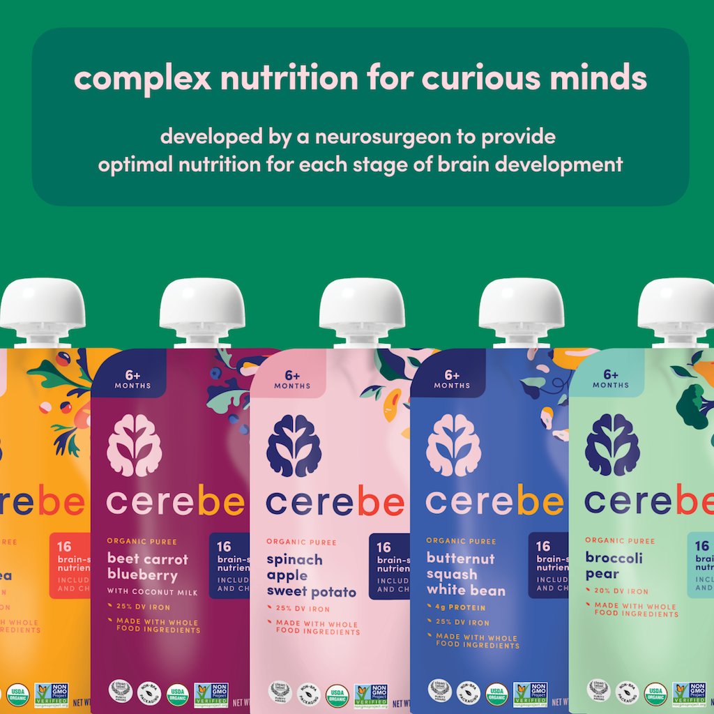 Cerebelly Organic Baby Puree Pouch - White Bean Pumpkin & Apple with Cinnamon