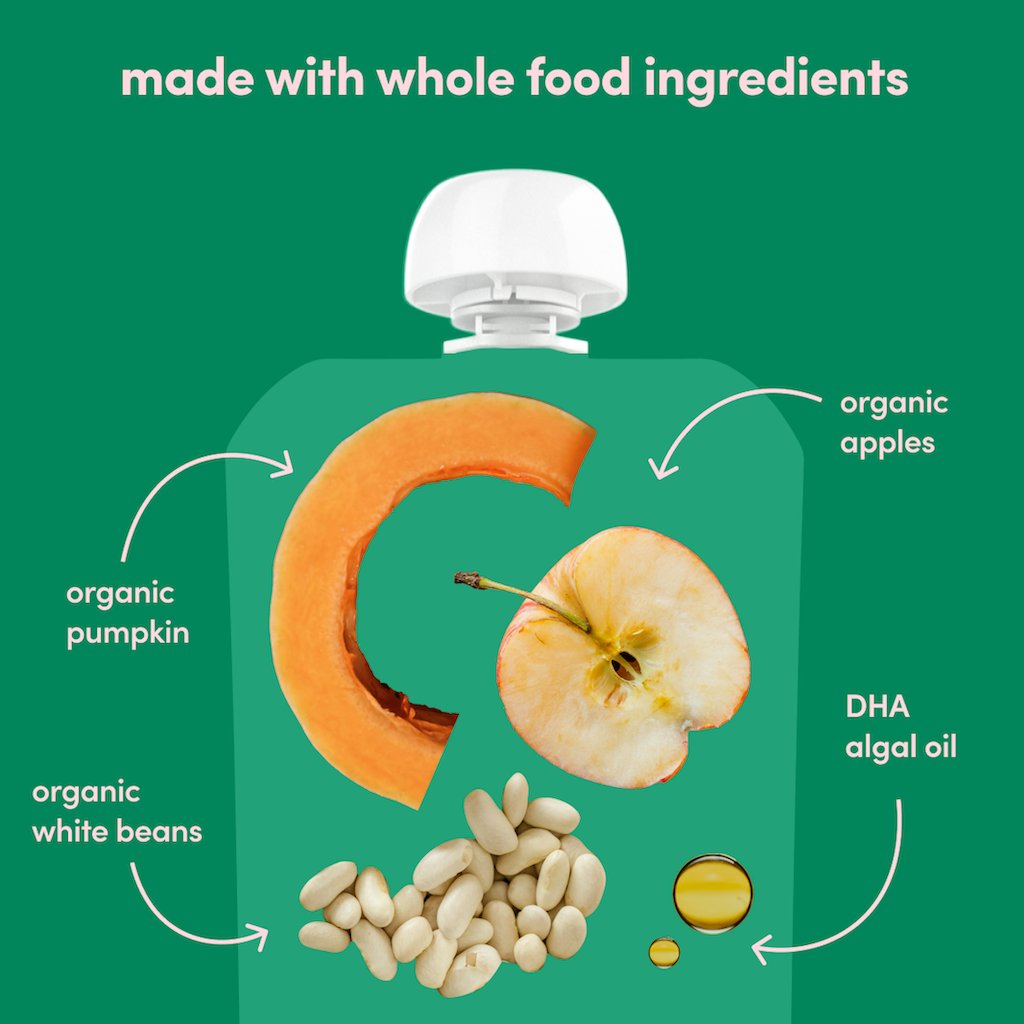 Cerebelly Organic Baby Puree Pouch - White Bean Pumpkin & Apple with Cinnamon