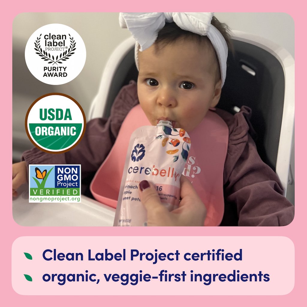 Cerebelly Organic Baby Puree Pouch - Spinach Apple Sweet Potato