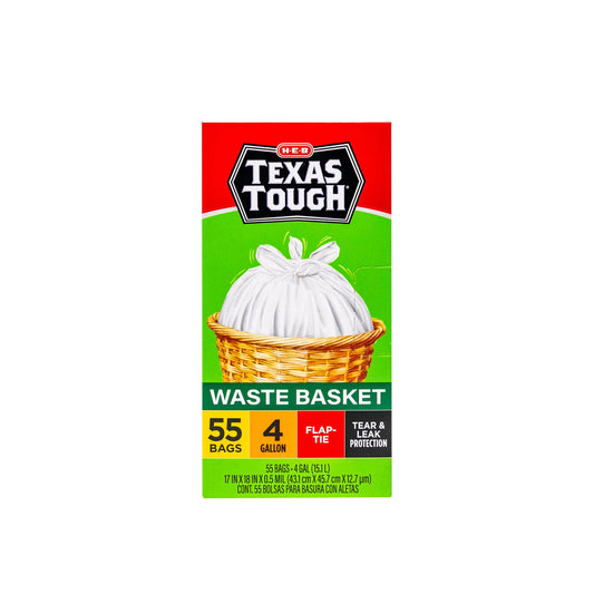 H-E-B Texas Tough Small Wastebasket Trash Bags, 4 Gallon