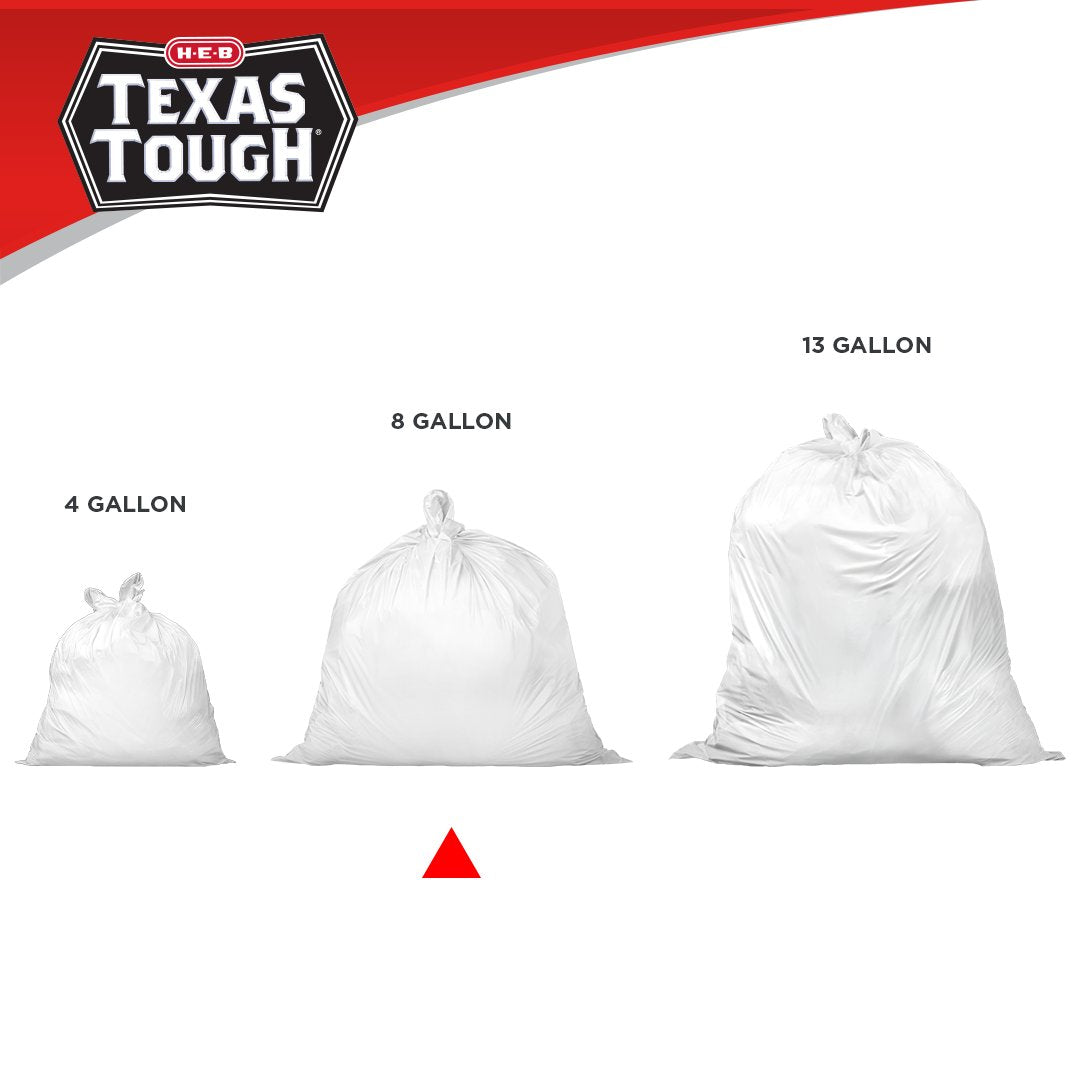 H-E-B Texas Tough Wastebasket Trash Bags, 8 Gallon
