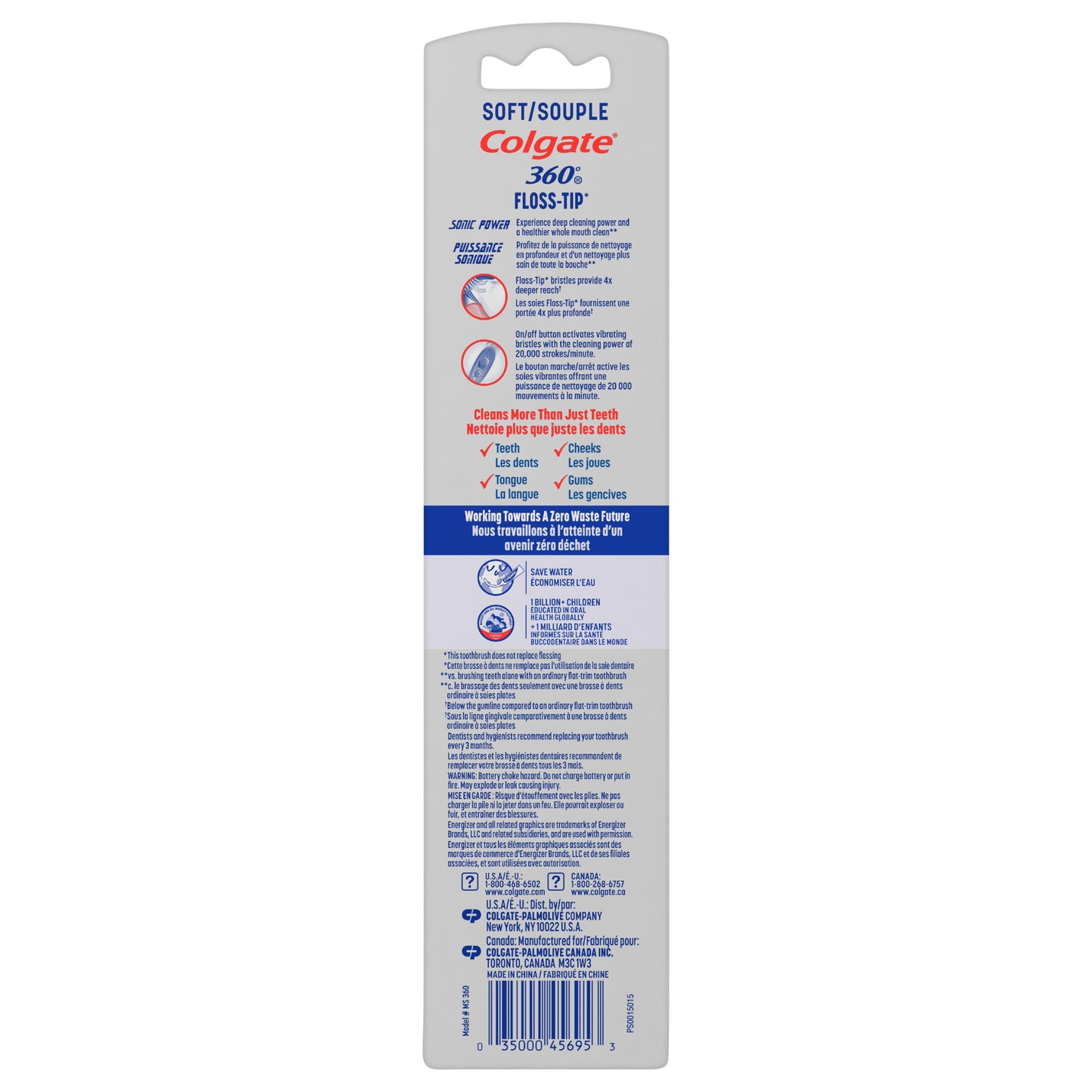 Colgate 360 Floss -Tip Sonic Powered Toothbrush - Soft