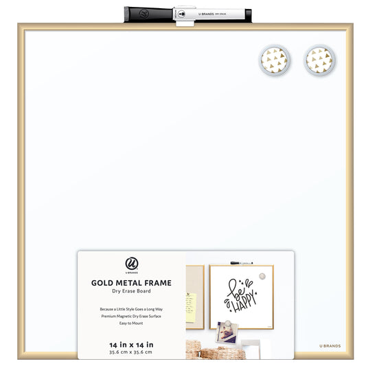 U Brands Gold Metal Frame Dry Erase Board