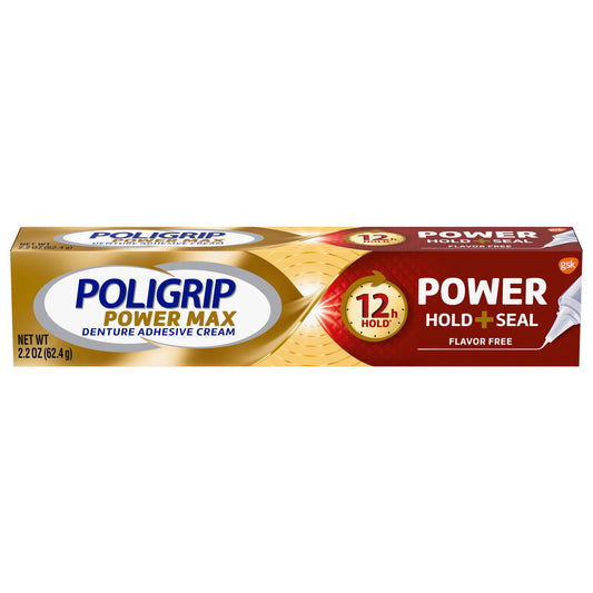 Super Poligrip Poligrip Power Max Power Hold + Seal Denture Cream, Flavor Free