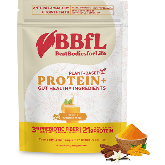 BestBodiesforLife 21g Plant-Based Protein & Meal Replacement Lifestyle Shake - Turmeric Cream