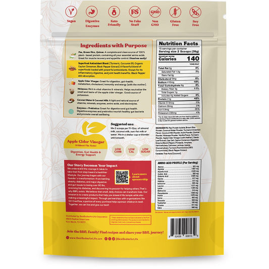 BestBodiesforLife 21g Plant-Based Protein & Meal Replacement Lifestyle Shake - Turmeric Cream