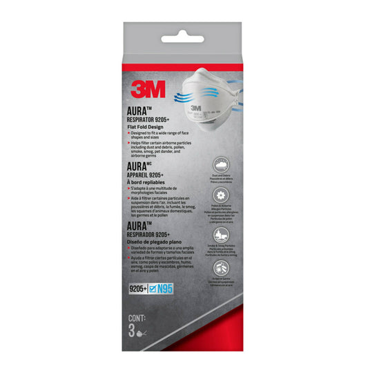 3M Aura Particulate Respirator 9205+ Protective Face Masks