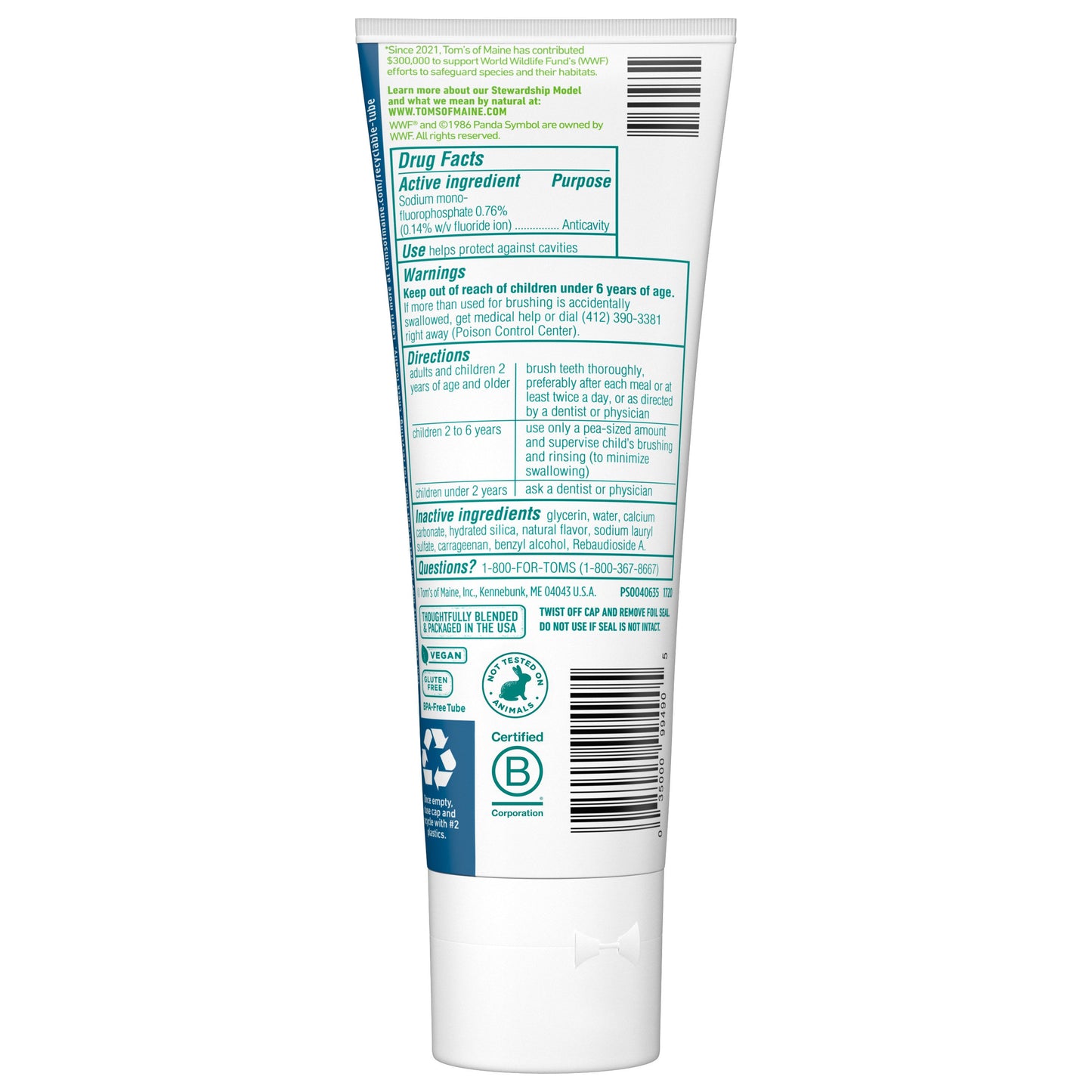 Tom's of Maine Help Save the Animals Anticavity Toothpaste Watermelon