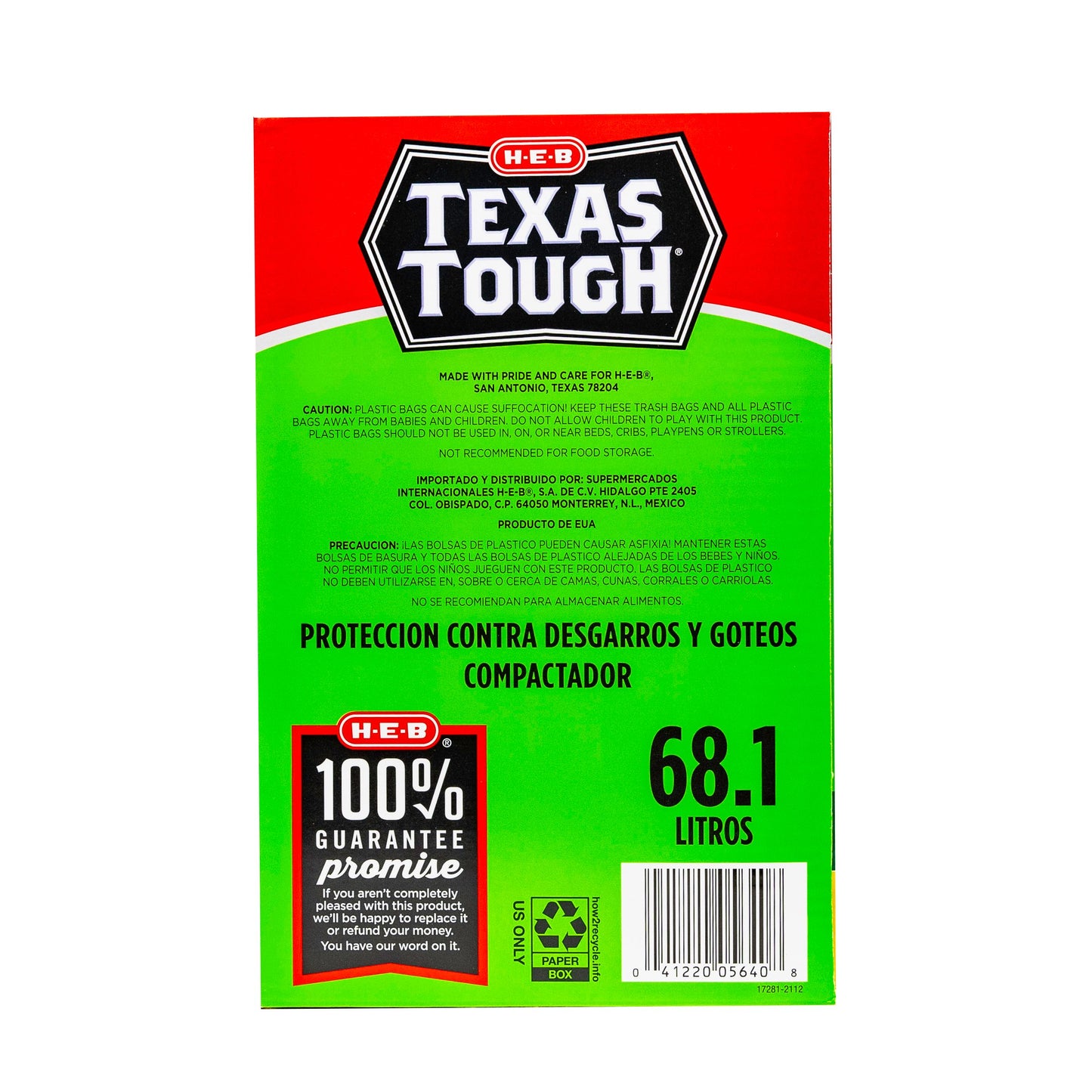 H-E-B Texas Tough Trash Compactor Bags, 18 Gallon