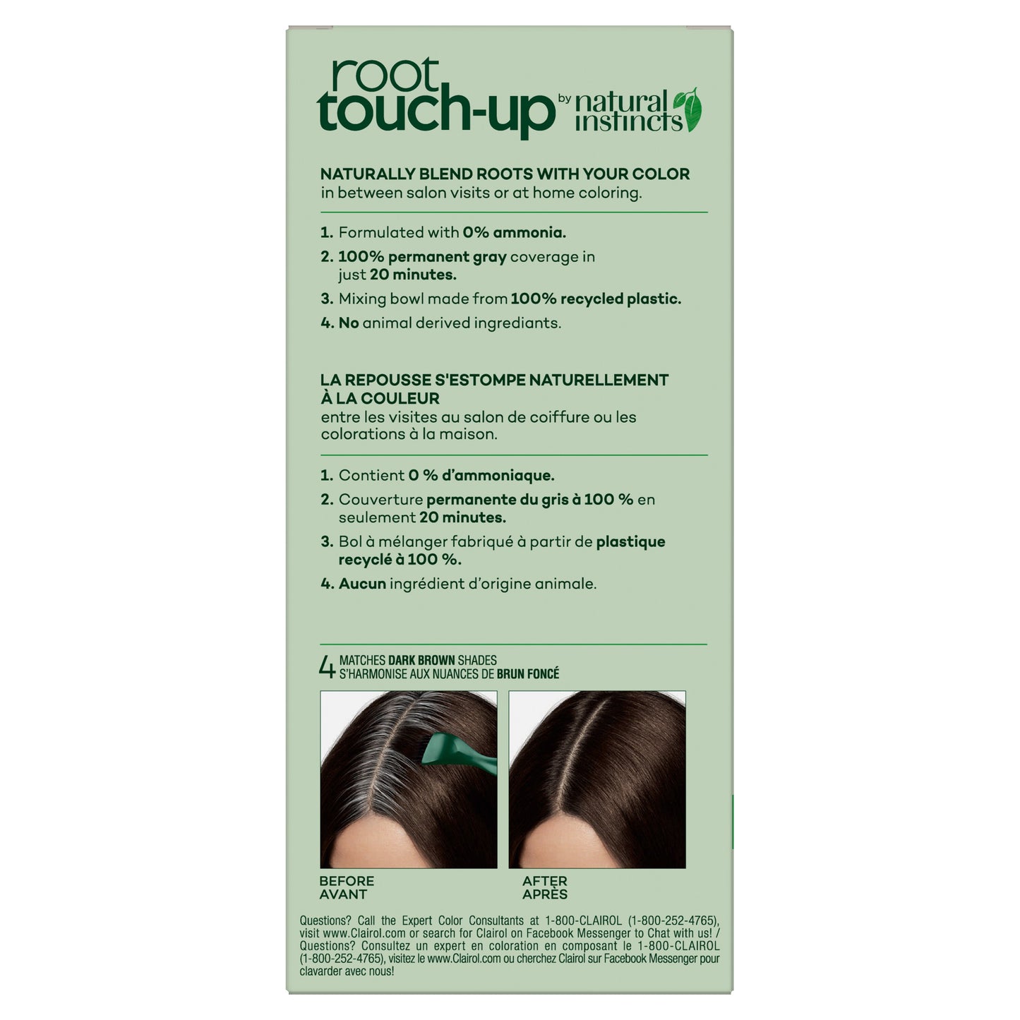 Clairol Root Touch-Up by Natural Instincts Ammonia-Free Permanent Hair Color 4 Matches Dark Brown Shades