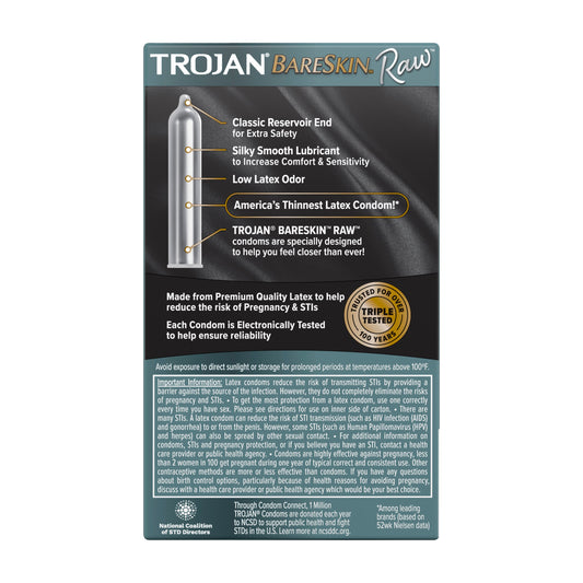 Trojan Bare Skin Raw Latex Condoms