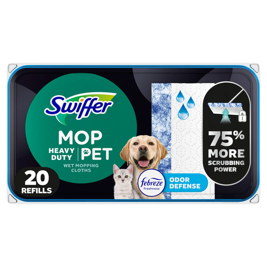 Swiffer Heavy Duty Mop Wet Multi-Surface Cloth Refills - Pet with Febreze Odor Defense