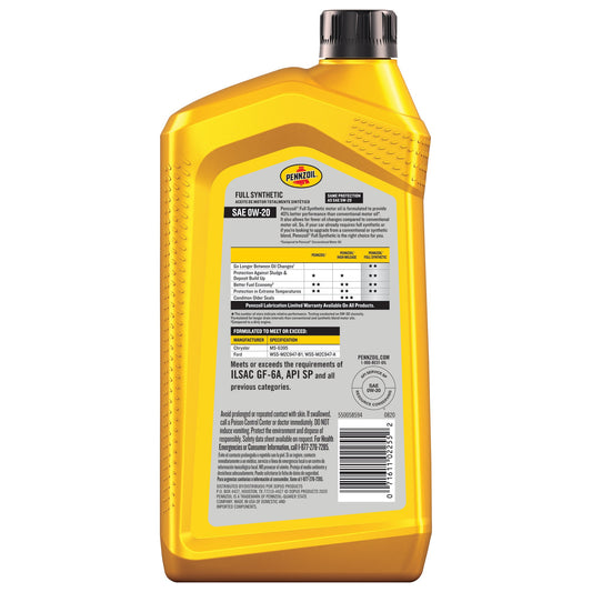 Pennzoil Full Synthetic 0W-20 Motor Oil