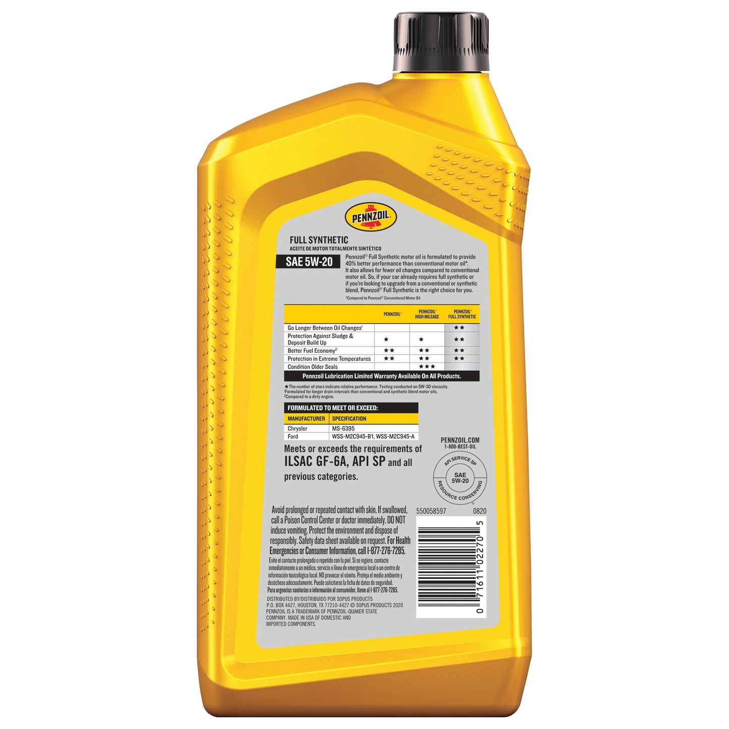 Pennzoil Full Synthetic 5W-20 Motor Oil