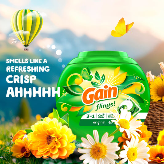 Gain Flings Laundry Detergent Pacs - Original Scent with Oxi Boost & Febreze