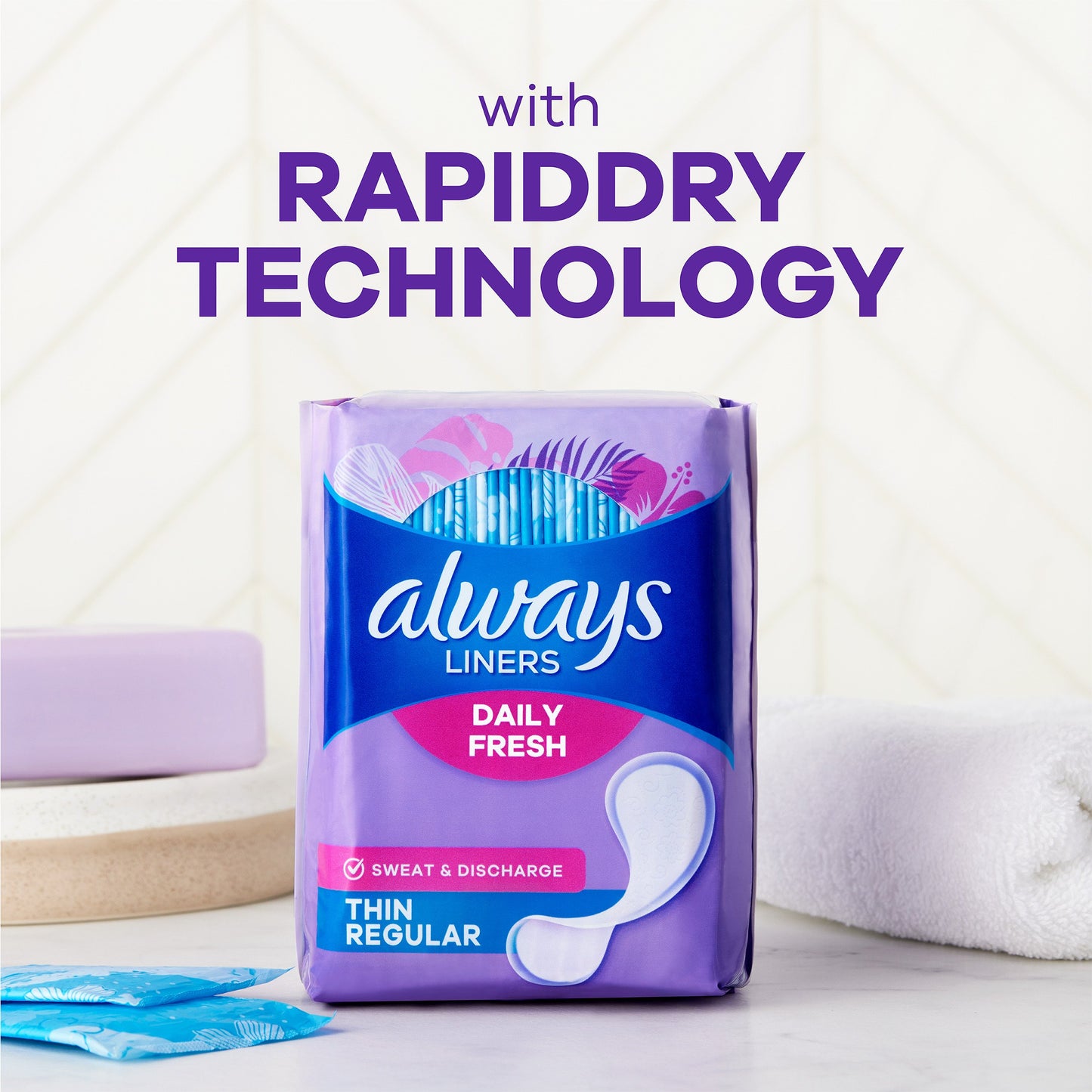 Always Daily Fresh Thin Liners, Regular Absorbency, Scented Panty Liners