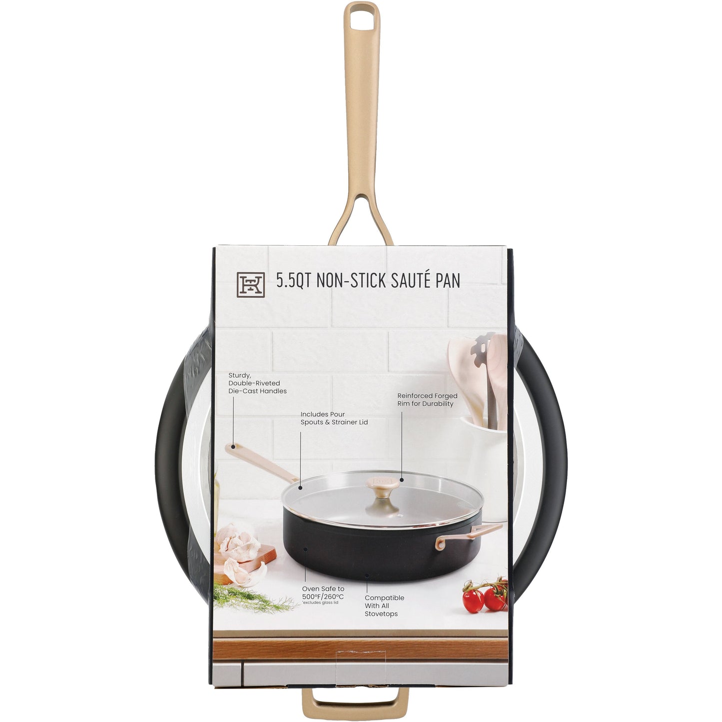 Kitchen & Table by H-E-B Non-Stick Sauté Pan with Strainer Lid - Classic Black