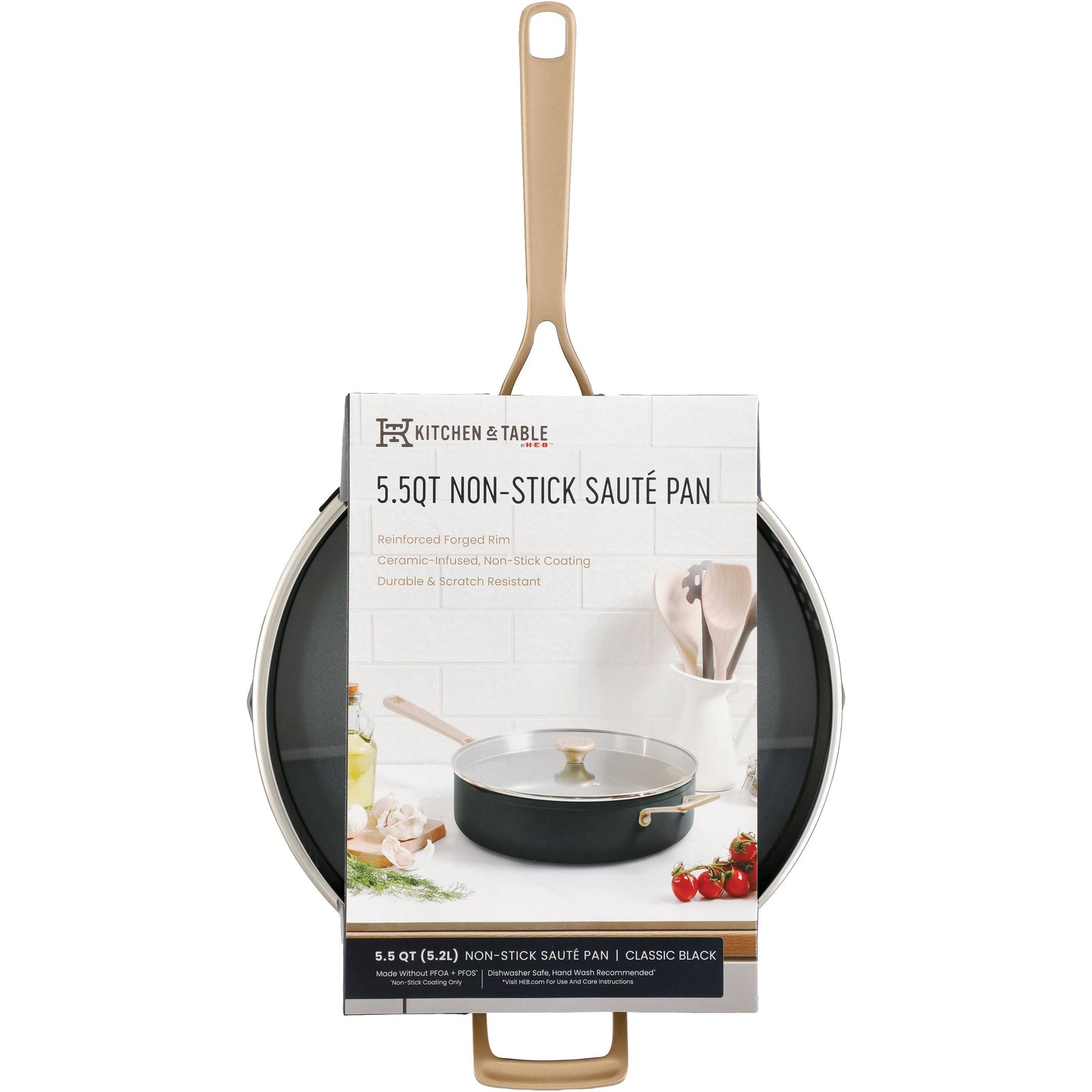 Kitchen & Table by H-E-B Non-Stick Sauté Pan with Strainer Lid - Classic Black
