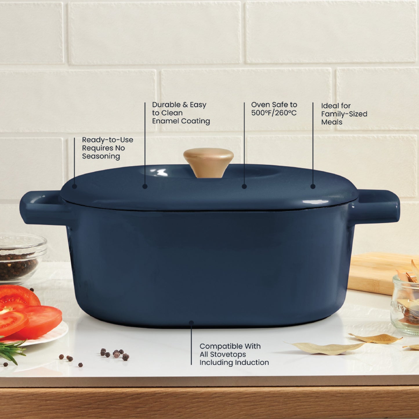 Kitchen & Table by H-E-B Enameled Cast Iron Dutch Oven - Ocean Blue
