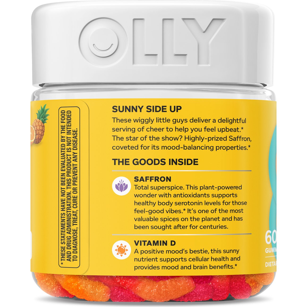 OLLY Hello Happy Mood Support 50 mcg Vitamin D & Saffron Gummy Worms - Tropical Zing