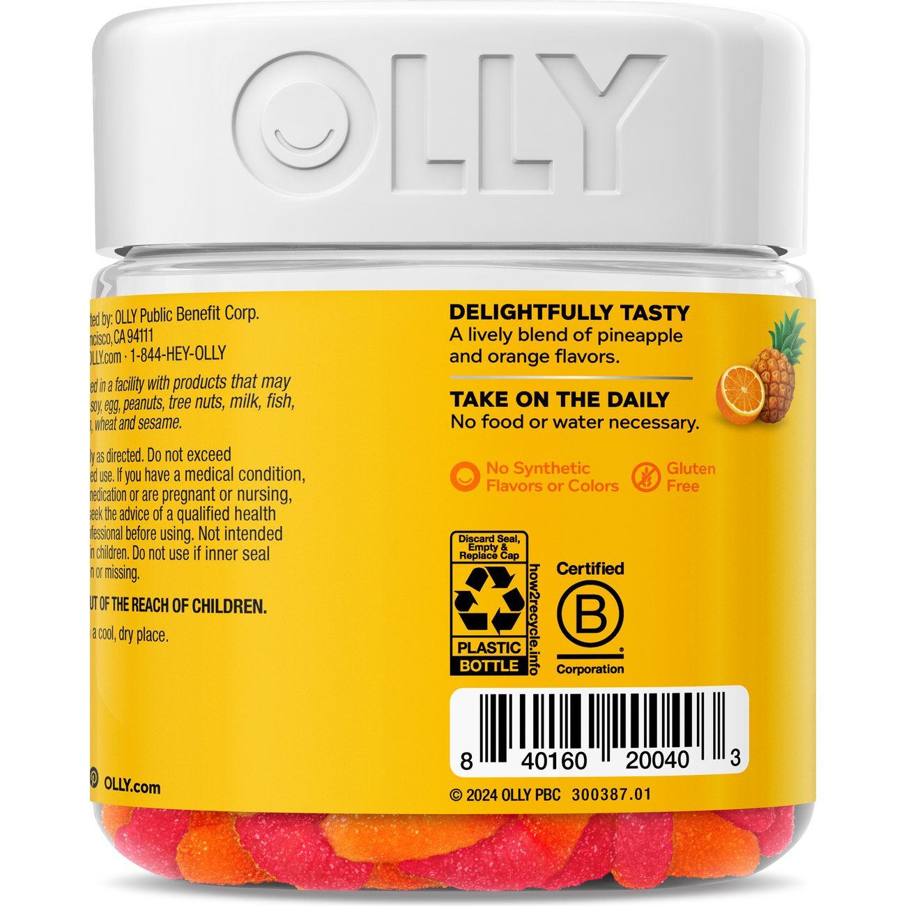 OLLY Hello Happy Mood Support 50 mcg Vitamin D & Saffron Gummy Worms - Tropical Zing