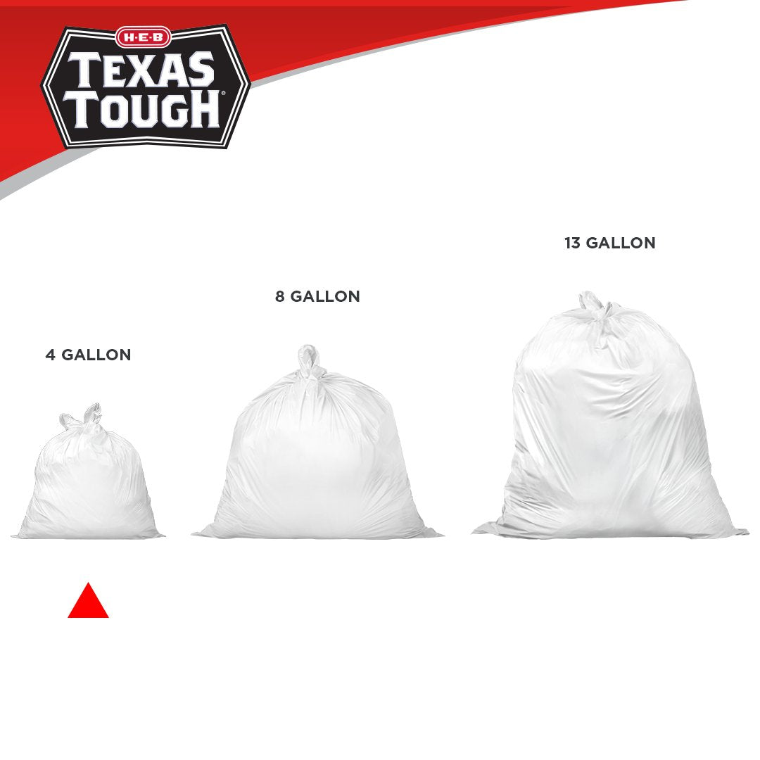 H-E-B Texas Tough Flap Tie Fresh Clean Waste Basket Trash Bags, 4 Gallon