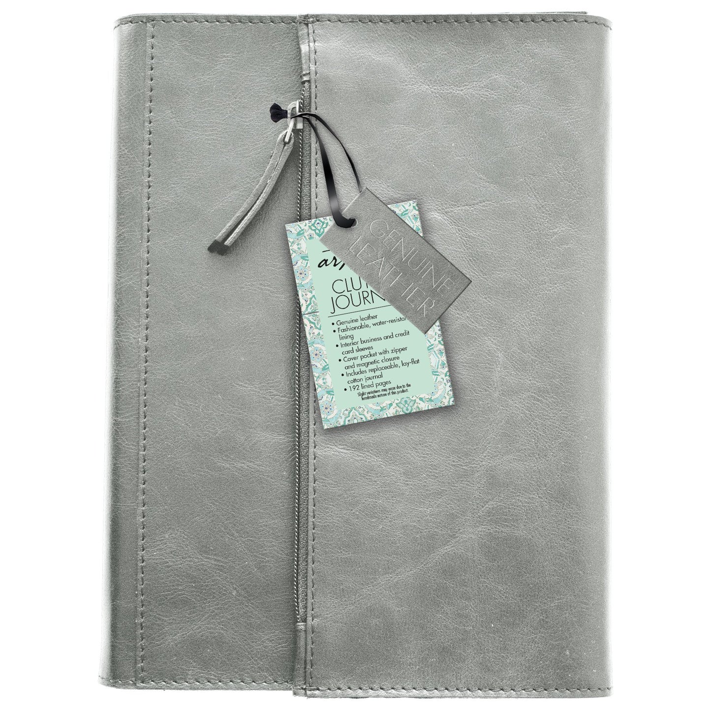 C.R. Gibson Patina Vie Leather Wrapped Clutch Journal - Gray