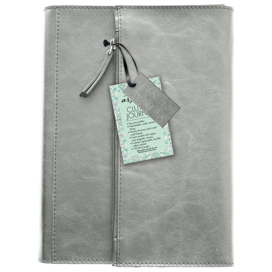 C.R. Gibson Patina Vie Leather Wrapped Clutch Journal - Gray