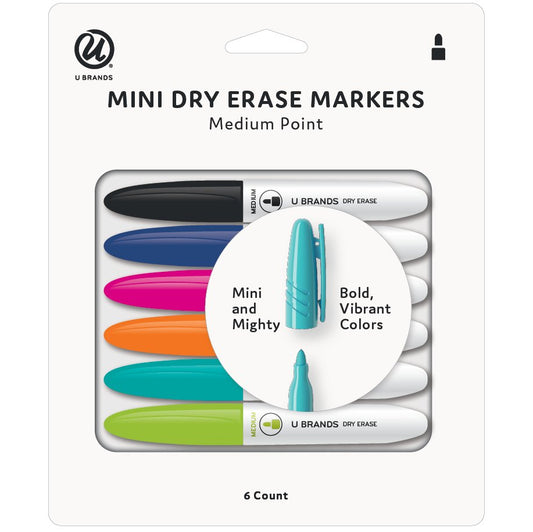 U Brands Mini Medium Point Dry Erase Markers - Assorted Ink