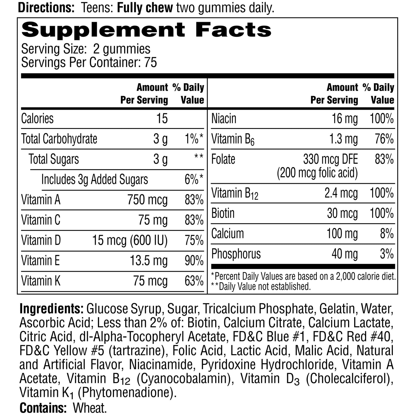 One A Day For Him VitaCraves Teen Gummies