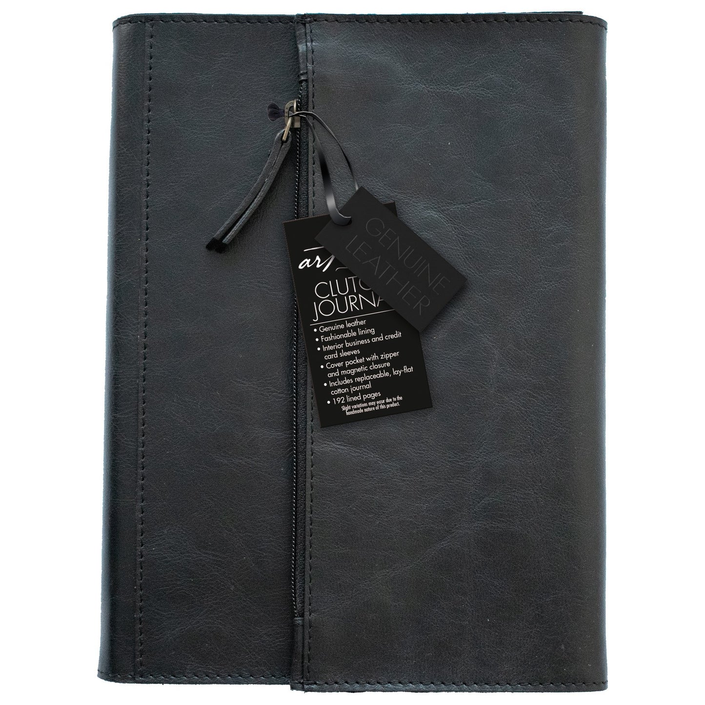 C.R. Gibson Eden Leather Wrapped Clutch Journal - Black