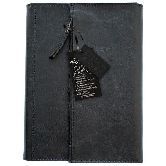 C.R. Gibson Eden Leather Wrapped Clutch Journal - Black