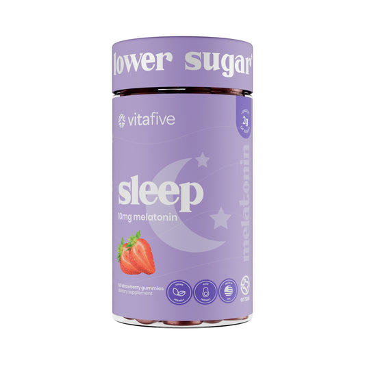 Vitafive Low Sugar Sleep 10 mg Melatonin Strawberry Gummies
