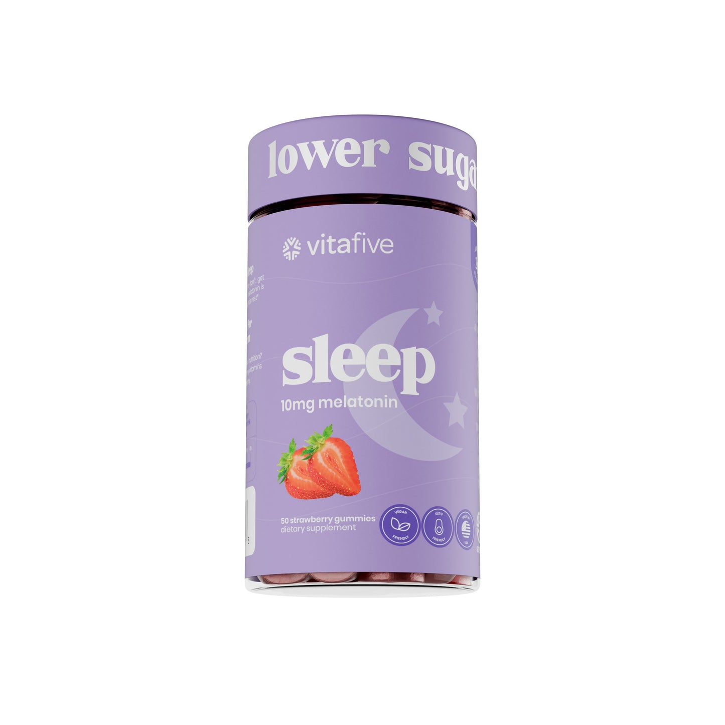 Vitafive Low Sugar Sleep 10 mg Melatonin Strawberry Gummies