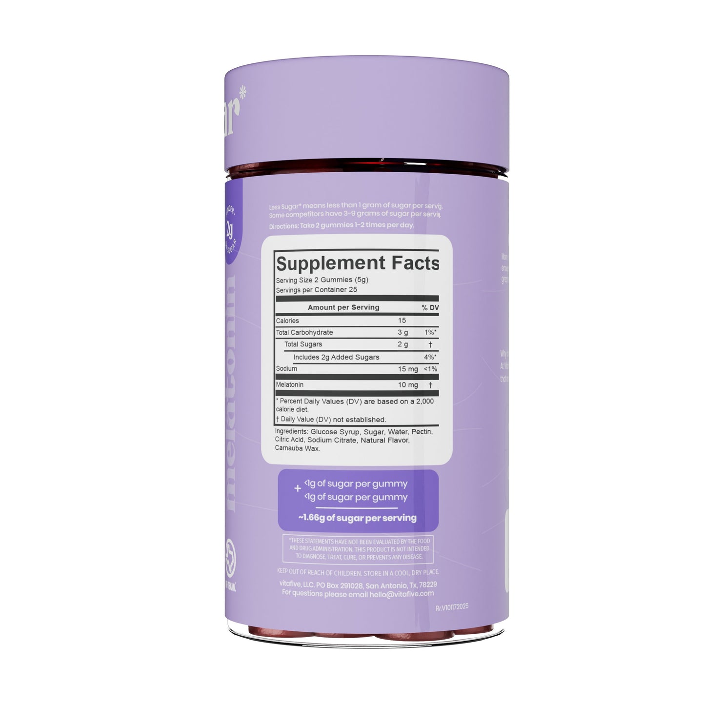 Vitafive Low Sugar Sleep 10 mg Melatonin Strawberry Gummies
