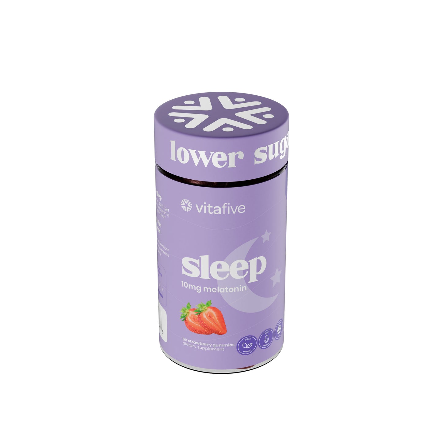 Vitafive Low Sugar Sleep 10 mg Melatonin Strawberry Gummies