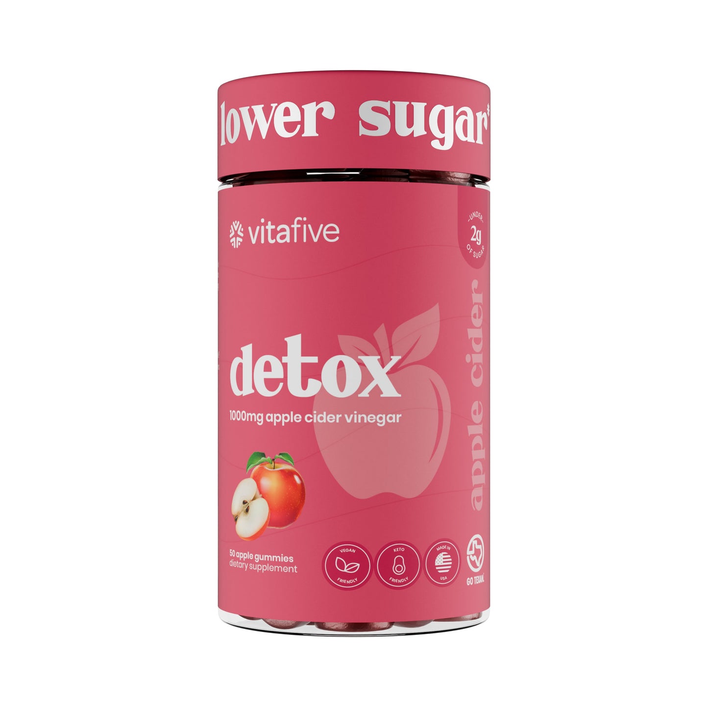 Vitafive Low Sugar Detox 1000 mg Apple Cider Vinegar Gummies