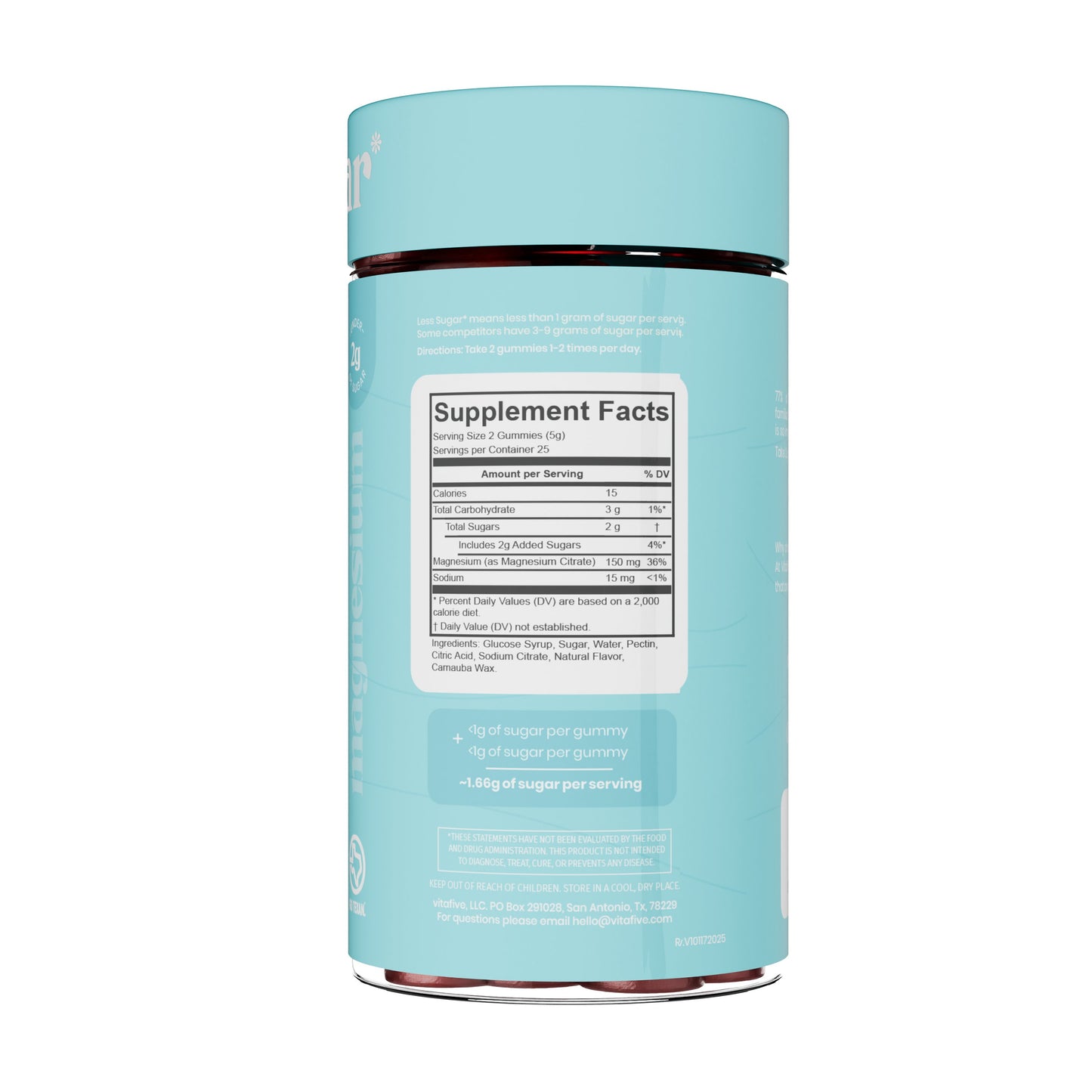 Vitafive Low Sugar Calm 150 mg Magnesium Gummies