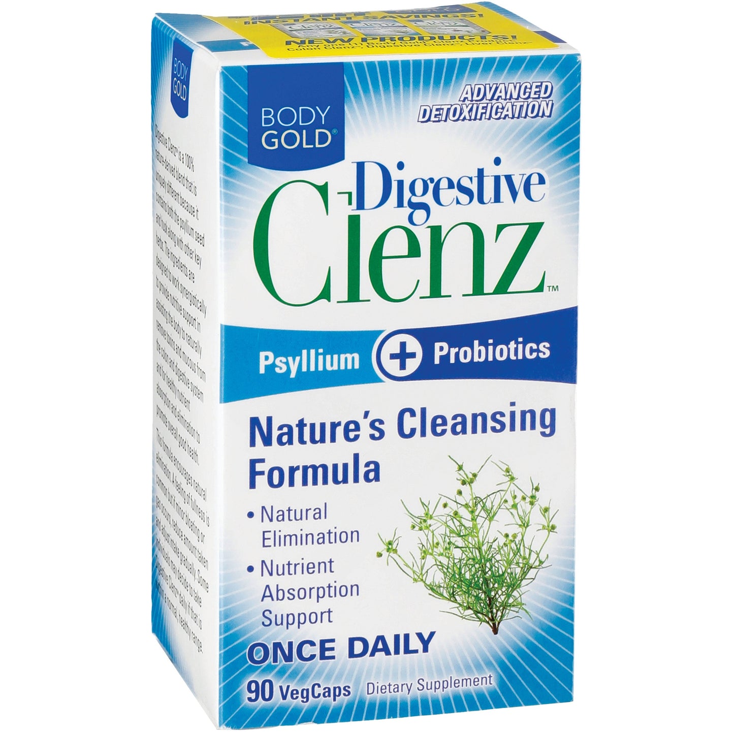 Body Gold Digestive Clenz Psyllium & Probiotics VegCaps