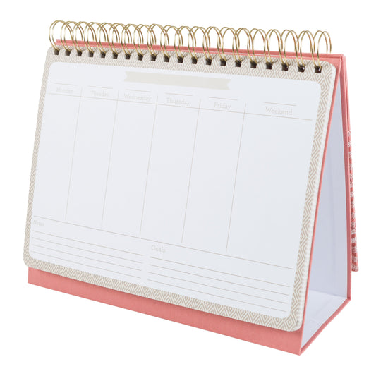 C.R. Gibson Embroidered Undated Spiral Weekly Desktop Calendar