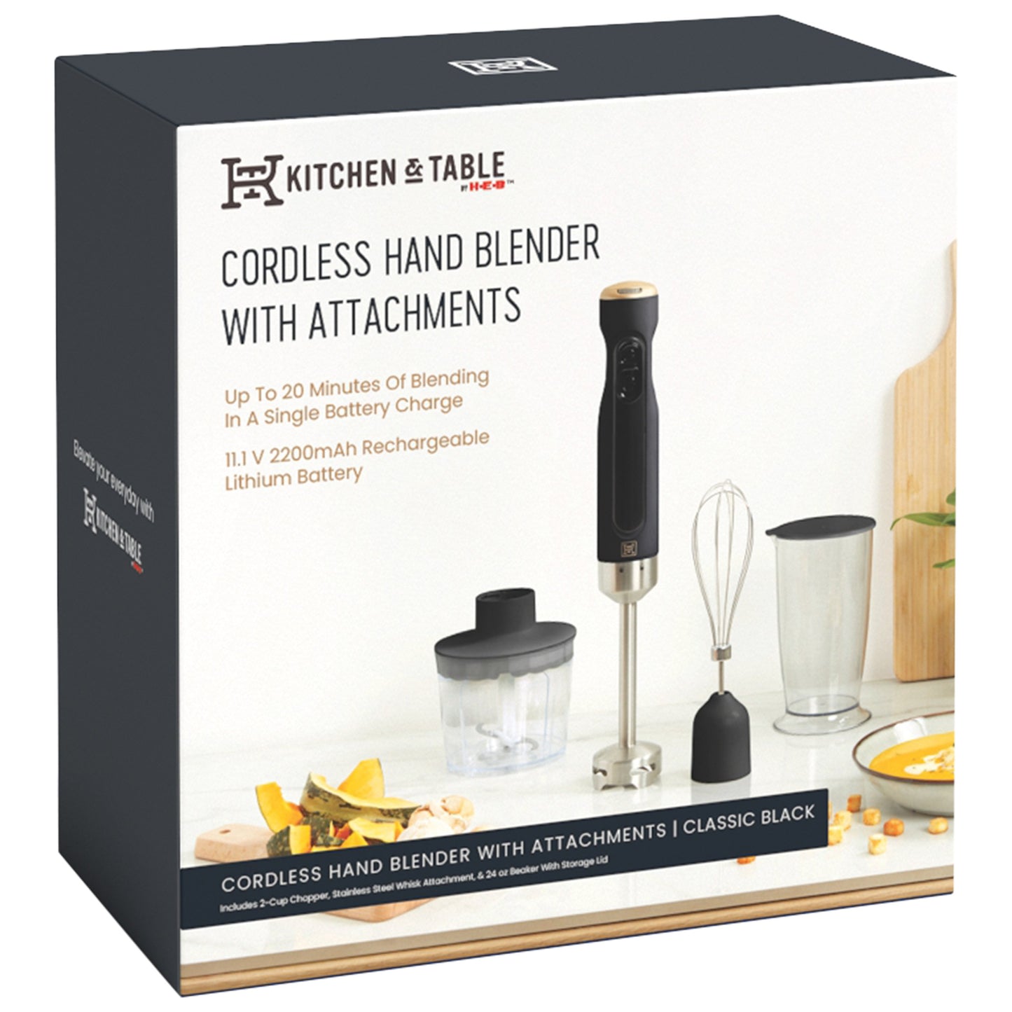 Kitchen & Table by H-E-B Cordless Hand Blender & Attachments – Classic Black